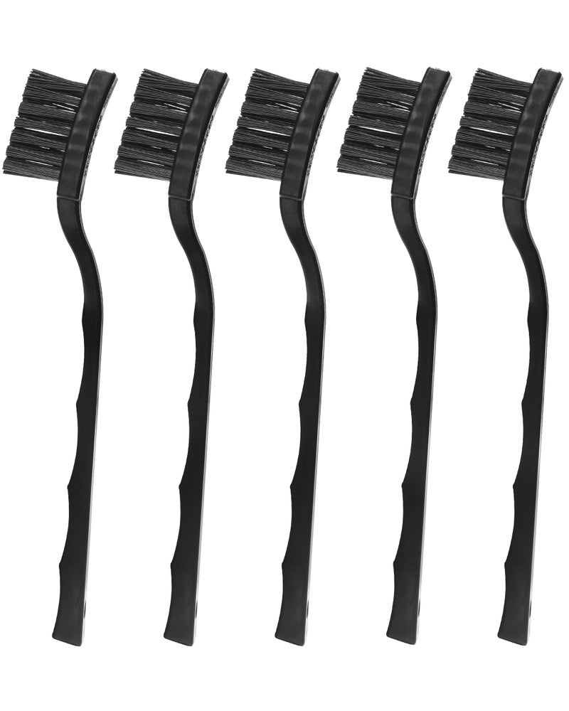 WAFJAMF 3 x 0.5cm Three Row Plastic Handle Anti Static Brushes Black Scraping Brushes 5 Pcs - Image 1